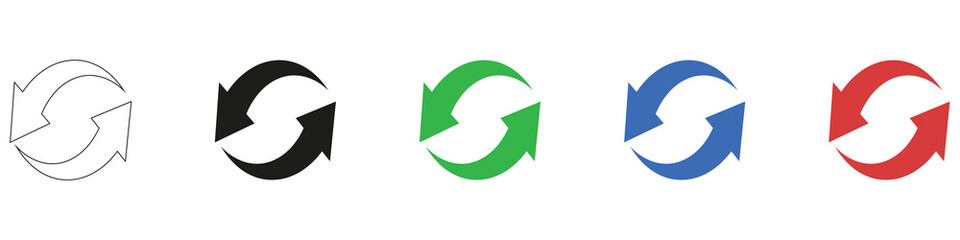 Exchange change arrow icons. Two arrows spin icon, recycling round. Vector illustration