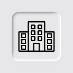 Building vector icon. Flat design. Neumorphism design.ai