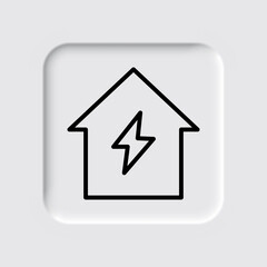 Flash, house simple icon vector. Flat design. Neumorphism design.ai