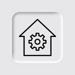 Gear, house simple icon vector. Flat design. Neumorphism design.ai