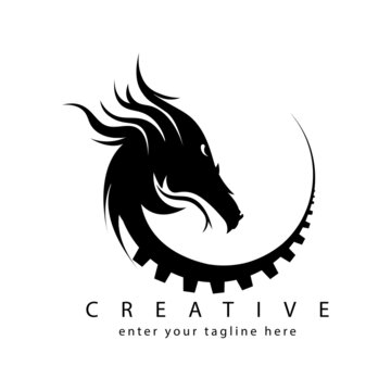Dragon gear wheel Logo Template. illustration design