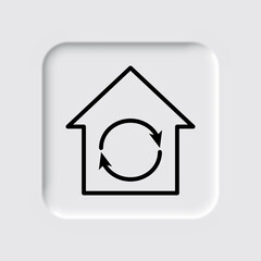 Loading, house simple vector, icon. Flat design. Neumorphism design.ai