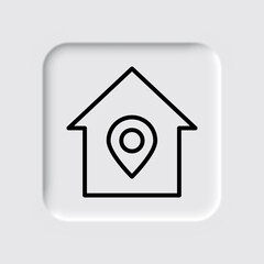 Location pointer, house simple icon vector. Flat design. Neumorphism design.ai