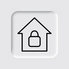 Lock, house simple icon. Flat design. Neumorphism design.ai