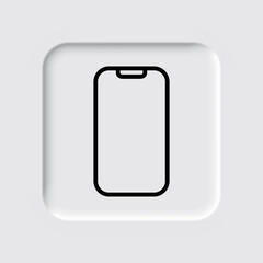 Mobile phone simple icon vector. Flat design. Neumorphism design.ai