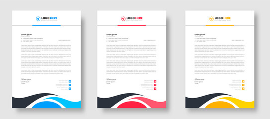 corporate modern business letterhead design template with yellow, blue and red color. creative modern letterhead design template for your project. letter head, letterhead, business letterhead design.