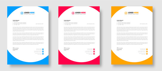 corporate modern business letterhead design template with yellow, blue and red color. creative modern letterhead design template for your project. letter head, letterhead, business letterhead design.