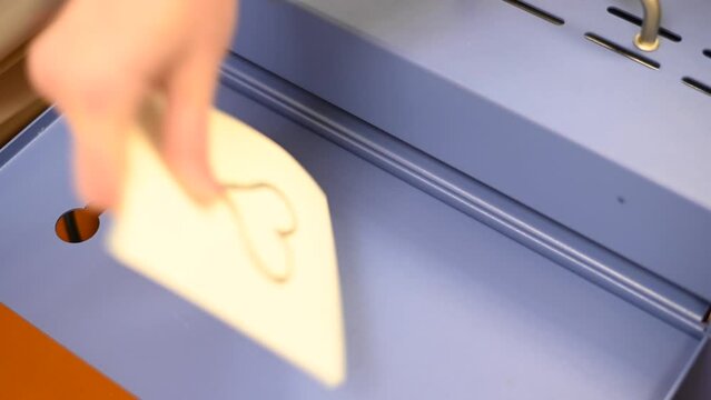 Braille printer for the blind. PIAF tactile graphics device. 