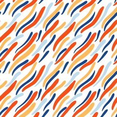 Color watercolor seamless pattern.  On a white background. Pulsating background. Wavy ripple lines. Ornament for wrapping paper, textiles, fabrics and decor. The decor is hand-painted with watercolor.