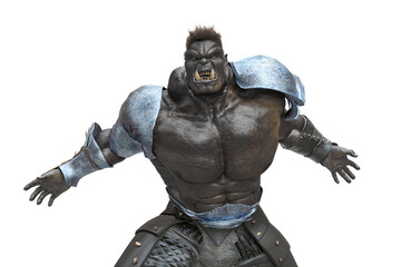 Obraz premium orc is mad in a white background