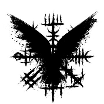 Black grunge raven viking symbol