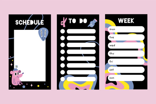 Trendy editable template for Instagram stories, weekly planner, to do, vector stock illustration, cartoon style. Modern vector backgrounds for social media.
