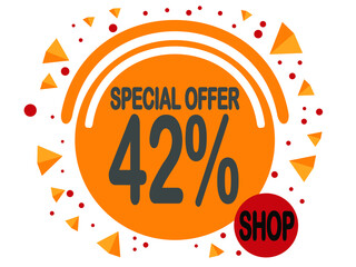 Balloon 42% off. Special offer 42% percent for stores and promotion.