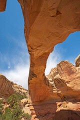 Looking Up At a Sandstone Natural Bridge