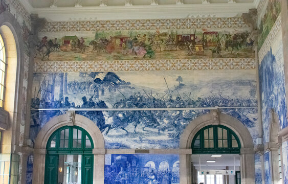 Blue Painted Mural in Porto train station (Sao Bento)