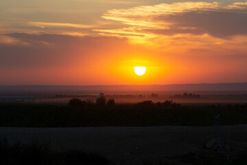 sunset over farmland