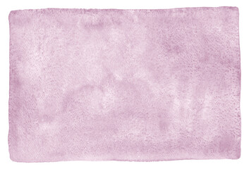 Mauve, pale purple, light violet watercolor stains painted texture with uneven artistic edge. Rectangle watercolour background, text frame. Abstract hand drawn textured template.