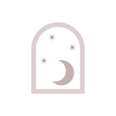 Minimalist Boho Graphic Geometric Shape Icon. Boho Beige Colored Template for T Shirt or Poster Print