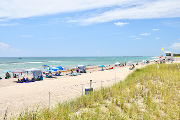 Sunny beach day at Bathtub Reef Beach in Stuart, Florida on Hutchinson Island in Martin County