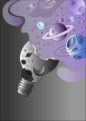 lamp, space, planets, art, broken 