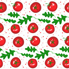 Seamless pattern with bright tomatoes.