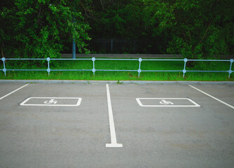 Empty car parking for disabled people transport backdrop