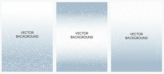 Set of vector abstract backgrounds with falling sparkle glitter and stars.