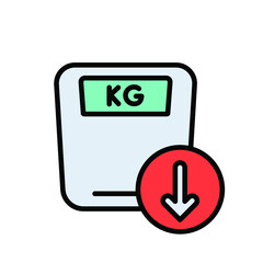 weight scales icon with down arrow, outline style