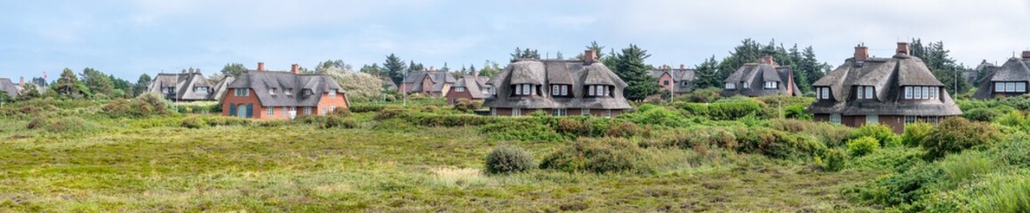 Fototapeta na wymiar Thatched roof houses, Sylt, Schleswig-Holstein, Germany