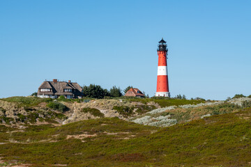 Fototapeta na wymiar Lighthouse Hörnum on the island of Sylt, Schleswig-Holstein, Germany