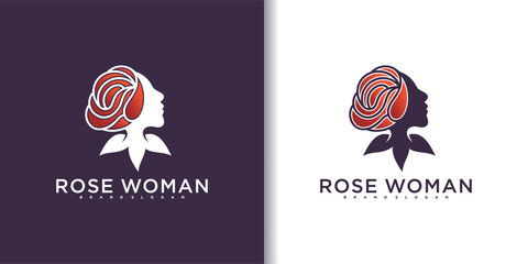 Rose with woman face logo design minimalist Premium Vector Part 2