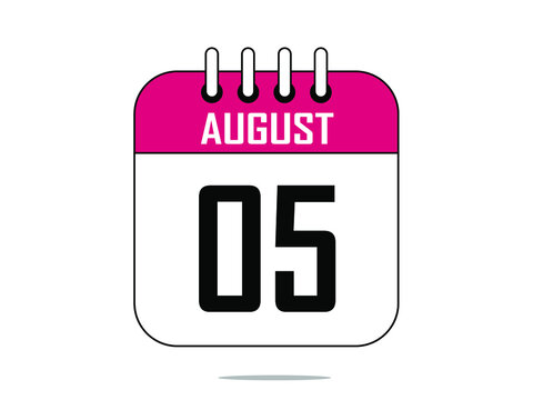August 5. Calendar icon. Day 5 august vector illustration.