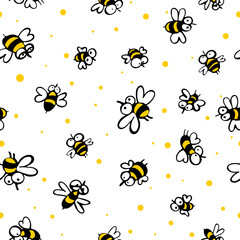 Seamless pattern with crazy bees