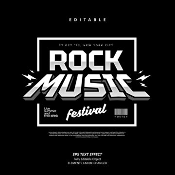 Rock music poster festival event text effect editable premium vector