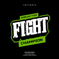 fight champion logo emblem sport text effect editable premium vector © Typelogi
