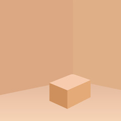 abstract pedestal display on vivid background Empty box wall and floor perspective room, Modern style interior design illustration ,Mock up for display of product, 