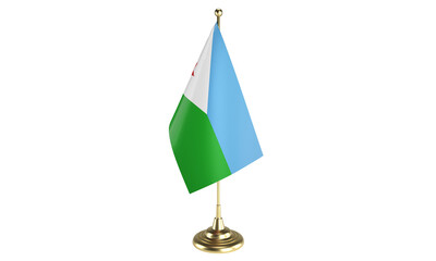 Djibouti table flag on white background, 3d rendering, isolated