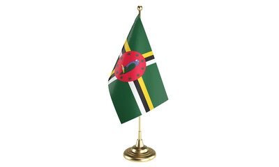 Dominica table flag on white background, 3d rendering, isolated