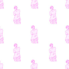 Seamless pattern with sculpture in doodle style.