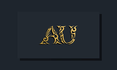 Luxury initial letters AU logo design. It will be use for Restaurant, Royalty, Boutique, Hotel, Heraldic, Jewelry, Fashion and other vector illustration