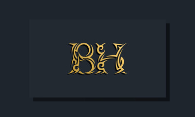 Luxury initial letters BH logo design. It will be use for Restaurant, Royalty, Boutique, Hotel, Heraldic, Jewelry, Fashion and other vector illustration