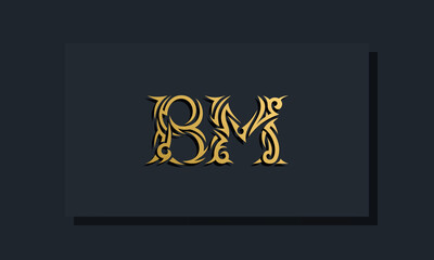 Luxury initial letters BM logo design. It will be use for Restaurant, Royalty, Boutique, Hotel, Heraldic, Jewelry, Fashion and other vector illustration
