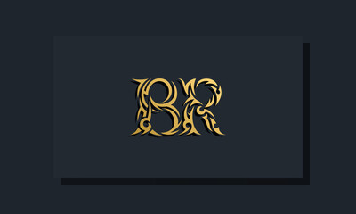 Luxury initial letters BR logo design. It will be use for Restaurant, Royalty, Boutique, Hotel, Heraldic, Jewelry, Fashion and other vector illustration