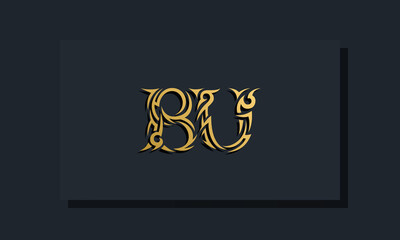 Luxury initial letters BU logo design. It will be use for Restaurant, Royalty, Boutique, Hotel, Heraldic, Jewelry, Fashion and other vector illustration