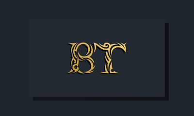 Luxury initial letters BT logo design. It will be use for Restaurant, Royalty, Boutique, Hotel, Heraldic, Jewelry, Fashion and other vector illustration