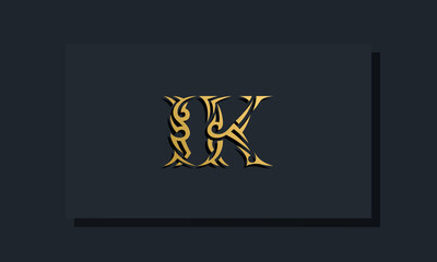 Luxury initial letters IK logo design. It will be use for Restaurant, Royalty, Boutique, Hotel, Heraldic, Jewelry, Fashion and other vector illustration