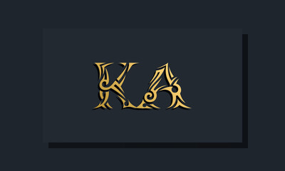 Luxury initial letters KA logo design. It will be use for Restaurant, Royalty, Boutique, Hotel, Heraldic, Jewelry, Fashion and other vector illustration - obrazy, fototapety, plakaty