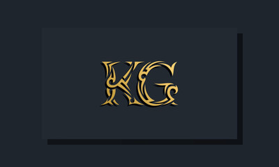 Luxury initial letters KG logo design. It will be use for Restaurant, Royalty, Boutique, Hotel, Heraldic, Jewelry, Fashion and other vector illustration