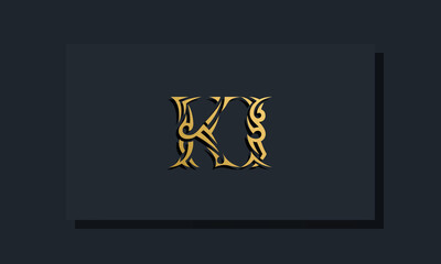 Luxury initial letters KI logo design. It will be use for Restaurant, Royalty, Boutique, Hotel, Heraldic, Jewelry, Fashion and other vector illustration