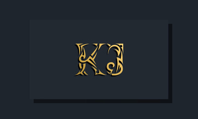 Luxury initial letters KJ logo design. It will be use for Restaurant, Royalty, Boutique, Hotel, Heraldic, Jewelry, Fashion and other vector illustration
